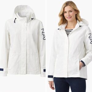 Nautica | White Hooded Rain Jacket Windbreaker Lightweight Zip Front | Size S
